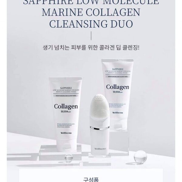 Sét 2 sữa rửa mặt Collagen WellDerma và máy cá rửa mặt